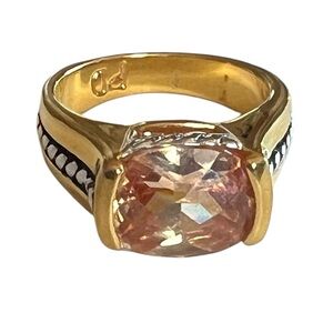 Retired Premier Designs Elite Citrine Gold Plated Cocktail Ring